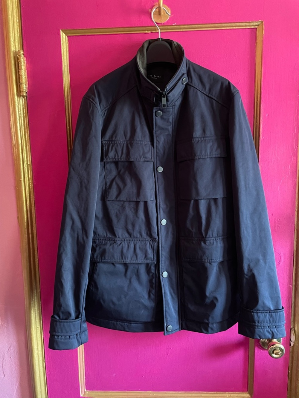 Ted Baker London Men's Navy High-Collar Field Jacket Size 3 42” chest